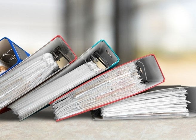 Image of binders on a deck